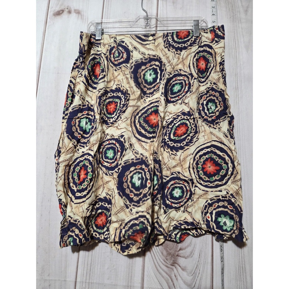 Rosey Tomato Shorts Womens‎ 22W Beige Multicolor Rayon High Rise Boho Beach